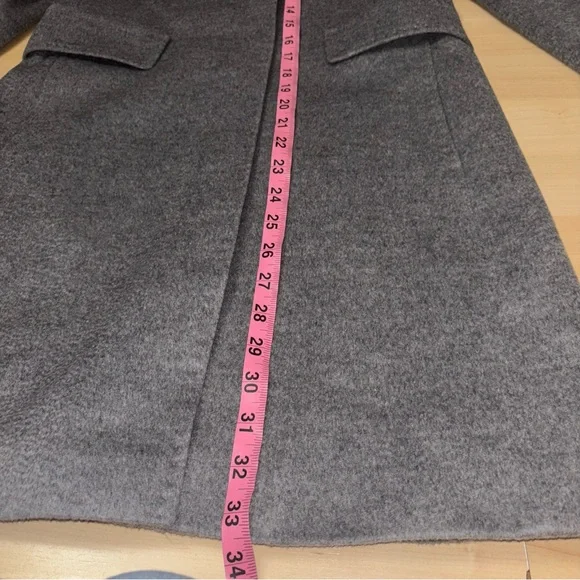 Max Mara Studio Agnese Virgin Wool FunnelNeck Grey Coat Sz 2 Designer Minimalist